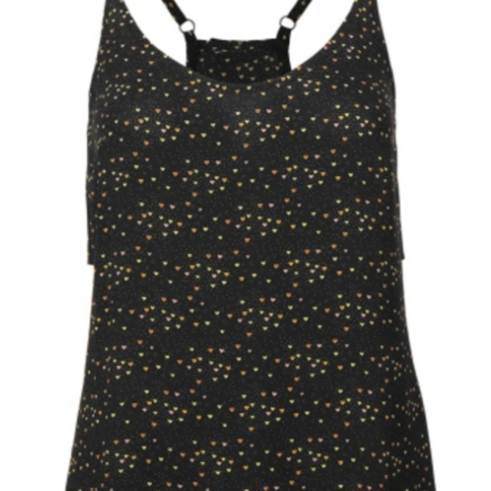 Cabi Black Top with Heart Pattern